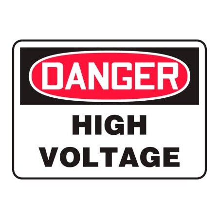 Accuform Danger Sign, High Voltage, 14inW X 10inH, Aluminum
